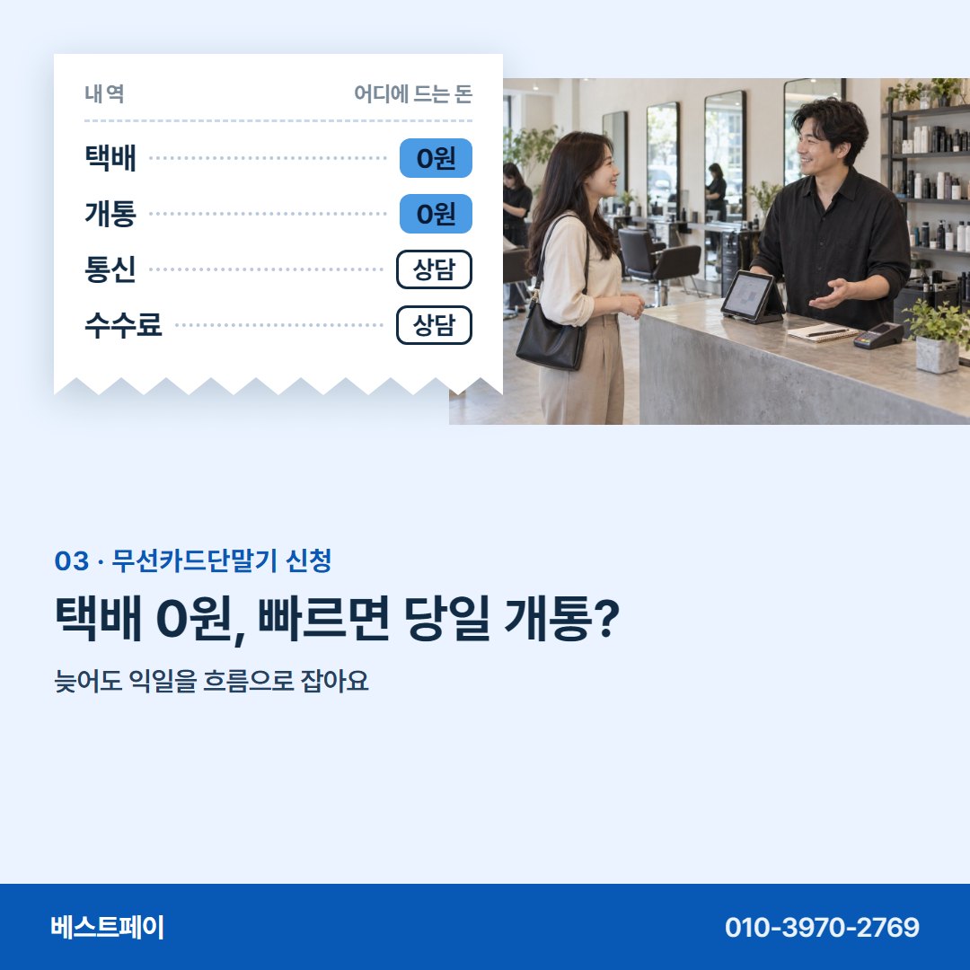 무선카드단말기 신청 택배 0원, 빠르면 당일 개통? — 신청 전에 궁금한 장면을 아홉 장에 담았어요